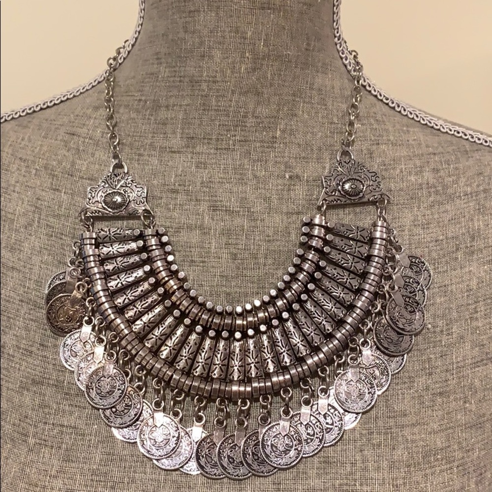 Coachella tribal coin necklace